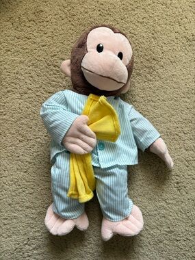Curious George Plush Striped Pajamas with Yellow Blanket